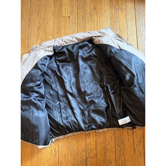 Shein Jacket Womens Large Beige Puffer Coat Zip Front Quilted Cropped Hem Warm - Picture 8 of 9